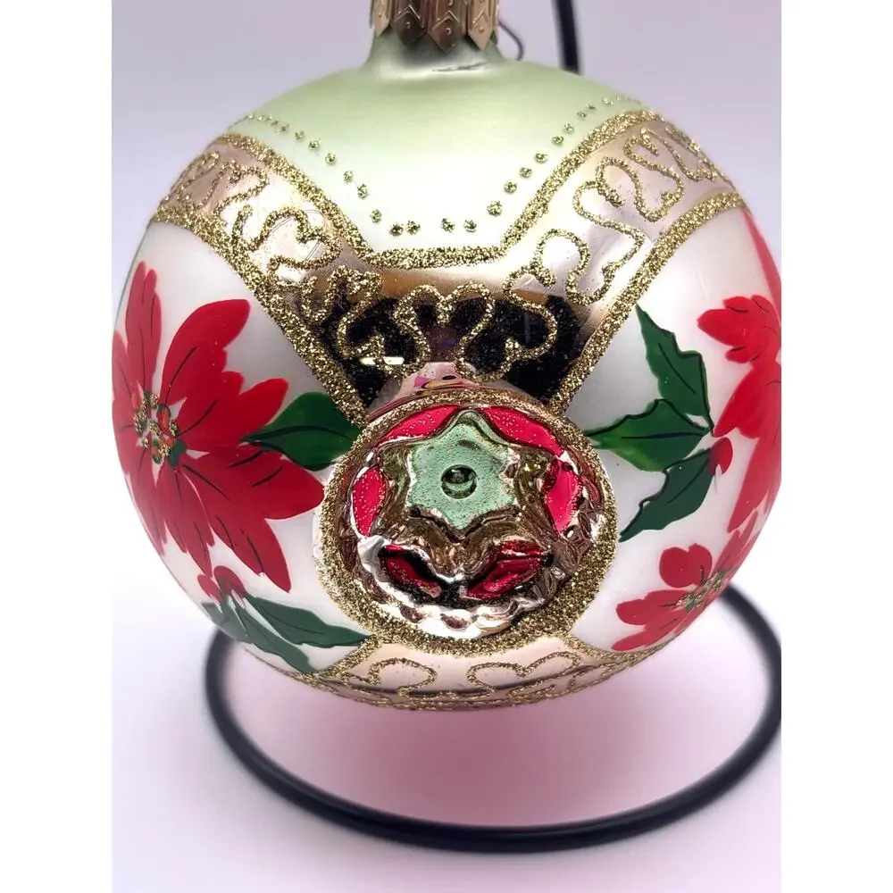 Hallmark Keepsake Ornament Gold Indent Poinsettia Design 1998 & Acrylic Ornament